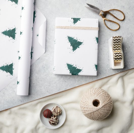 Moody Christmas Tree | Dunkler Aquamariner Spritze Geschenkpapier (Kunsthandwerk)