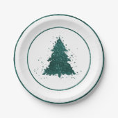 Moody Christmas Tree | Dunkler Aquamariner Spritze Pappteller (Vorderseite)