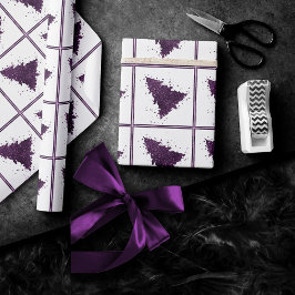Moody Christmas Tree | Lila Spritzer Deep Plum Geschenkpapier