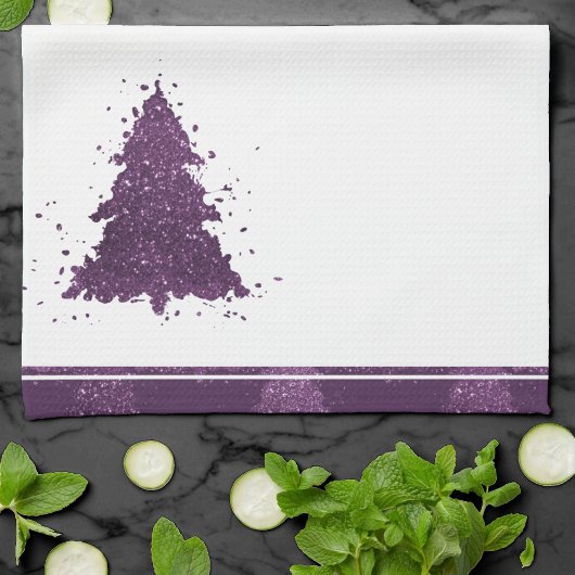 Moody Christmas Tree | Lila Spritzer Deep Plum Geschirrtuch