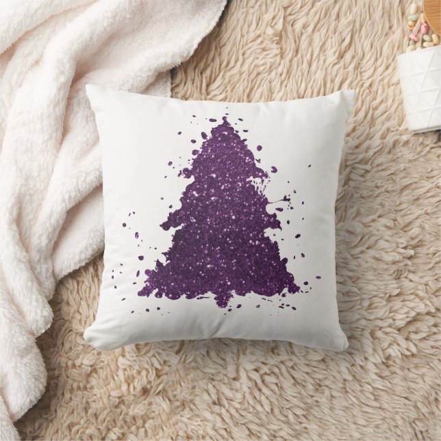 Moody Christmas Tree | Lila Spritzer Deep Plum Kissen (Decke)