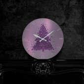 Moody Christmas Tree | Lila Spritzer Deep Plum Runde Wanduhr