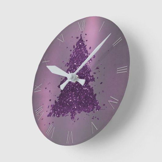 Moody Christmas Tree | Lila Spritzer Deep Plum Runde Wanduhr (Winkel)