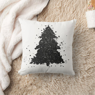 Moody Christmas Tree Onyx Silvery Black Spritzer Kissen