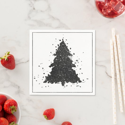 Moody Christmas Tree | Onyx Silvery Black Spritzer Serviette (Beispiel)