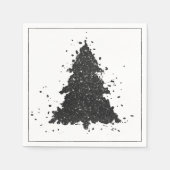 Moody Christmas Tree | Onyx Silvery Black Spritzer Serviette (Vorderseite)