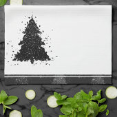 Moody Christmas Tree | Onyx Silvery Black Tree Geschirrtuch