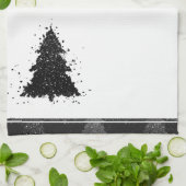 Moody Christmas Tree | Onyx Silvery Black Tree Geschirrtuch (Gefaltet)