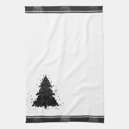 Moody Christmas Tree | Onyx Silvery Black Tree Geschirrtuch (Vertikal)