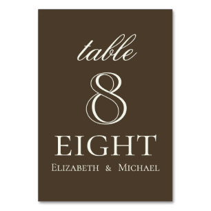 Moody Coffee Ivory Script Hochzeit Tischnummer