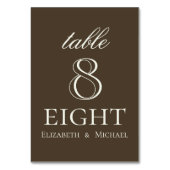 Moody Coffee Ivory Script Wedding Tischnummer (Rückseite)