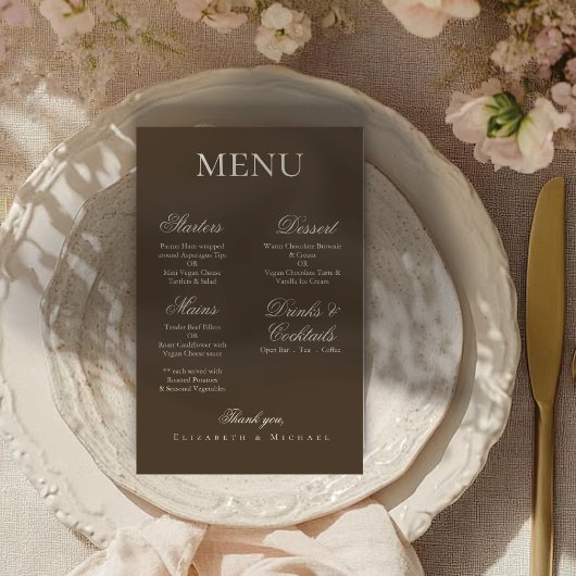 Moody Coffee Minimalist Boho Wedding Menu