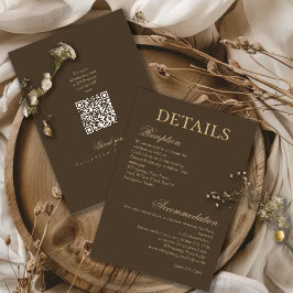 Moody Coffee Minimalist Script Wedding Details Begleitkarte