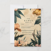 Moody Copper Botanical Wedding RSVP Karte (Vorderseite)