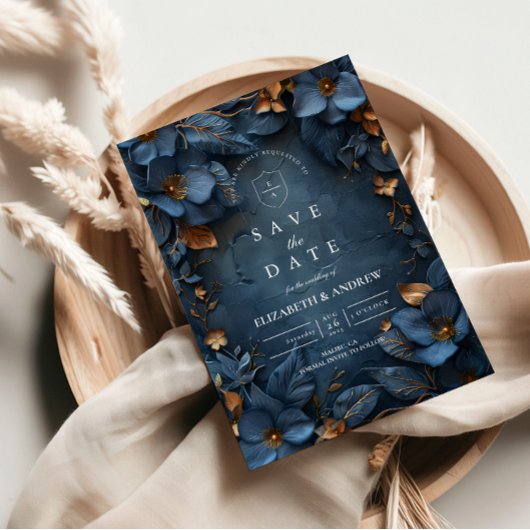Moody Copper Floral Wedding Save The Date
