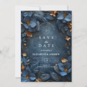Moody Copper Floral Wedding Save The Date (Vorderseite)