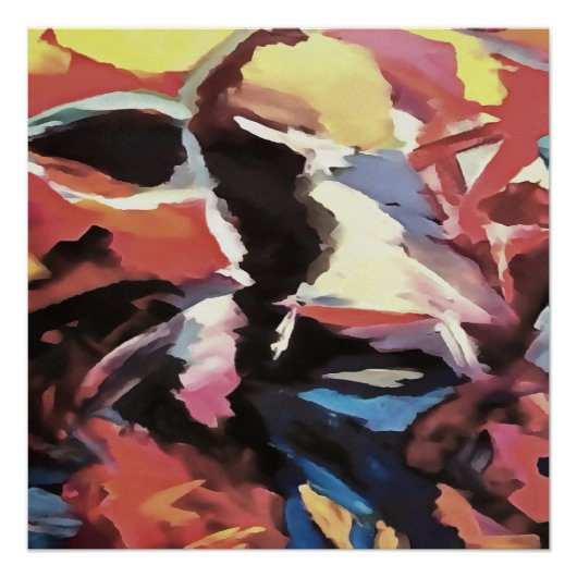 Moody Cow Multicolored Abstrakt Painting Poster (Vorderseite)