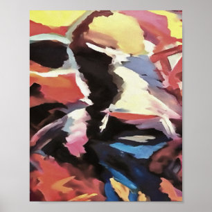 Moody Cow Multicolored Abstrakt Painting Poster