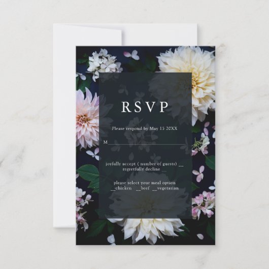 Moody Dahlia Blumenhochzeit RSVP grün (Vorderseite)