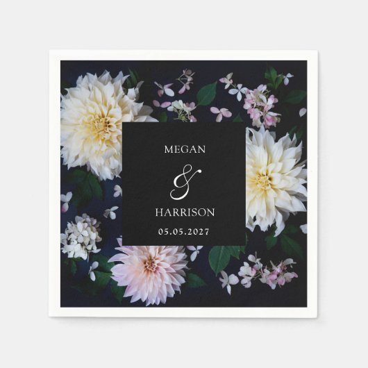 Moody Dahlia Floral Serviette (Vorderseite)