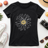 Moody Daisy Black; Minimalist Floral Summer T-Shirt
