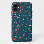 Moody Dark Aquamarin Terrazzo Phone Case (Rückseite)