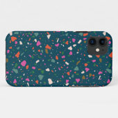 Moody Dark Aquamarin Terrazzo Phone Case (Rückseite (Horizontal))