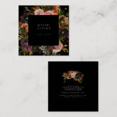 Moody Dark Black Herbst Blumenladen Quadratische Visitenkarte (Vorne/Hinten)
