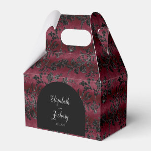 Moody Dark Burgundy Black Damask Arch Favor Box Geschenkschachtel