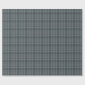 Moody Dark Charcoal Grey and Teal Tartan Plaid Geschenkpapier (Flach)