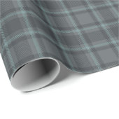 Moody Dark Charcoal Grey and Teal Tartan Plaid Geschenkpapier (Rolleneckpunkt)