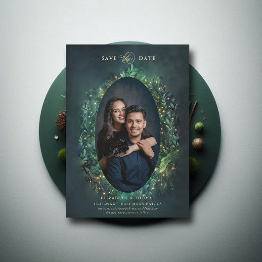 Moody Dark Elegant Bezauberndes Forest Foto Hochze Save The Date