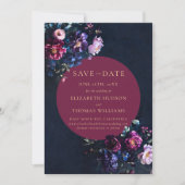 Moody Dark Elegant Floral Burgundy Foto Wedding Save The Date (Vorderseite)