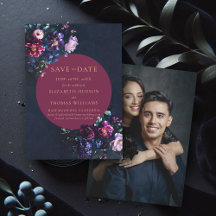 Moody Dark Elegant Floral Burgundy Foto Wedding