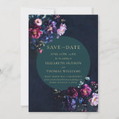 Moody Dark Elegant Floral Jewel Tone Foto Wedding Save The Date (Vorderseite)