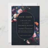 Moody Dark Elegante Romantische Oval Oval Hochzeit Save The Date (Vorderseite)