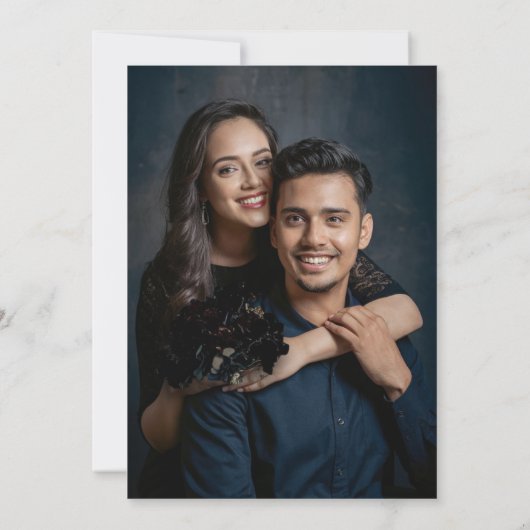 Moody Dark Elegante Romantische Oval Oval Hochzeit Save The Date (Rückseite)