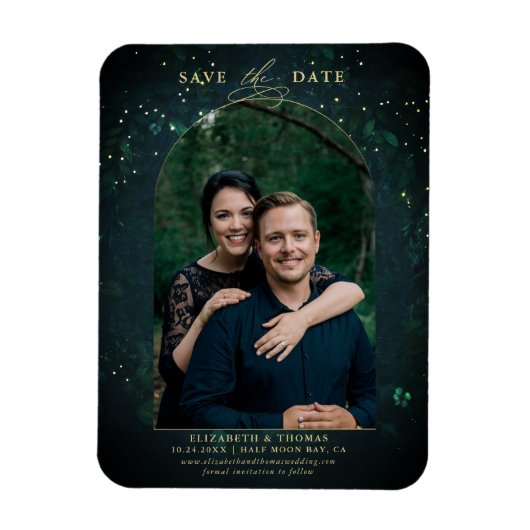 Moody Dark Enchanted Forest Arch Wedding Rett Date Magnet (Vertikal)