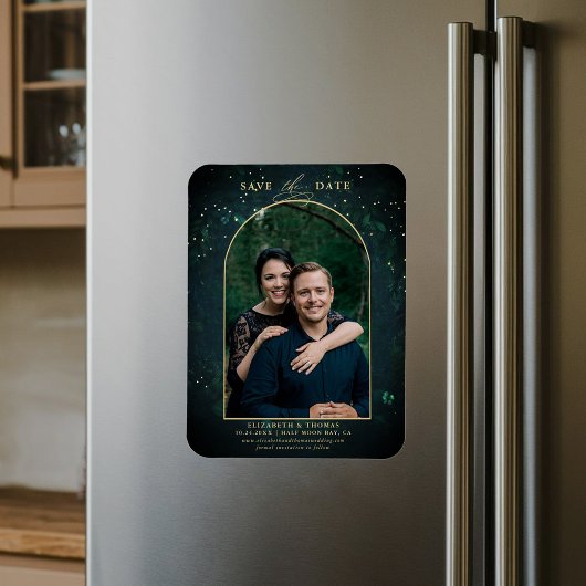 Moody Dark Enchanted Forest Arch Wedding Rett Date Magnet