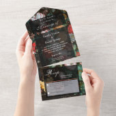 Moody Dark Floral All in One Wedite Einladung (Abreißen)