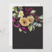 Moody Dark Floral Black Burgundy Bridal Shower Einladung (Rückseite)