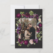 Moody Dark Floral Black Burgundy Romantic Photo Save The Date (Rückseite)