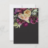 Moody Dark Floral Black Burgundy Romantic Save The Date (Rückseite)