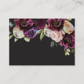 Moody Dark Floral Black Burgundy Romantic Wedding Begleitkarte (Rückseite)