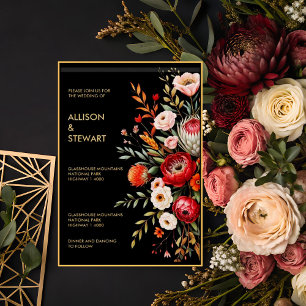 Moody Dark Floral Botanical Elegance Wedding Einladung
