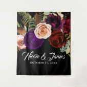 Moody Dark Floral Greenerity Bold Wedding Backdrop Wandteppich (Vorderseite)
