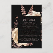 Moody Dark Floral Ivory Rose Gold Hochzeiten Detai Begleitkarte (Vorderseite)