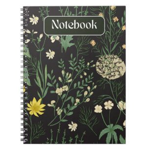 Moody Dark Floral Vintages botanisches Notebook Notizblock