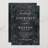 Moody Dark Floral Wedding Einladung (Vorne/Hinten)