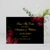 Moody Dark Floral Wedding Save the Date Foto Folieneinladung (Stehend vorne)
